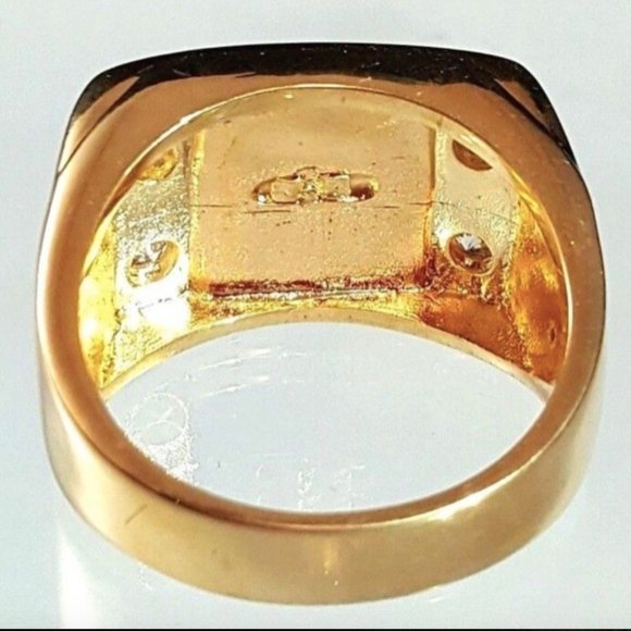 Men's Gold tone Cubic Zirconia Eagle Ring Ring Size 11 Patriotic Black - Picture 4 of 7